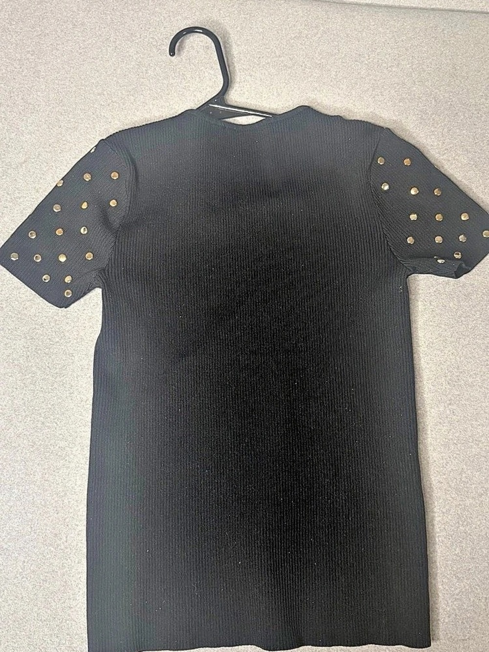 Zara Studded Short Sleeve Top in Black Size Medium Like New